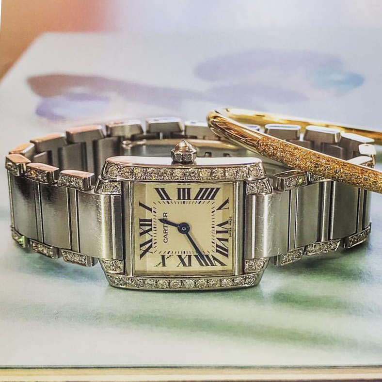 カルティエ Cartier タンクフランセーズSM アフターダイヤ腕時計